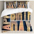 thumbnail image 1 of Ambesonne Birthday Duvet Cover Sets, Wooden Printing Blocks, 2-King, Pale Brown Dark Blue, 1 of 3
