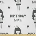 thumbnail image 1 of Ambesonne Birthday Fabric by the Yard Microfiber, Little Girl with Gift Box, 2 Yards, White Grey and Charcoal Grey, 1 of 2