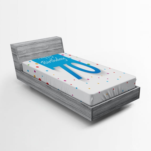 Ambesonne Birthday Fitted Sheet, Dots Happy Birthday, Twin Size, Multicolor
