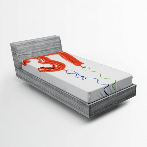 Ambesonne Birthday Fitted Sheet, Older It Gets Party, Twin Size, Red White