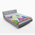 thumbnail image 1 of Ambesonne Birthday Party Fitted Sheet, Cartoon Owl at Party, Full Size, Pale Blue, 1 of 3