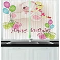 thumbnail image 1 of Ambesonne Birthday Party Kitchen Curtains, Pastel Teddy Bears, 55"x39", Pale Pink, 1 of 3
