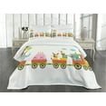thumbnail image 1 of Ambesonne Birthday Party Quilted Bedspread Set 3 Pcs, Birthday Cake Animal, King Size, Multicolor, 1 of 3