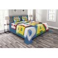 thumbnail image 1 of Ambesonne Birthday Party Quilted Bedspread Set 3 Pcs, Birthday Lettering, King Size, Multicolor, 1 of 3