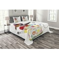thumbnail image 1 of Ambesonne Birthday Party Quilted Bedspread Set 3 Pcs, Birthday Music Dog, Queen Size, Multicolor, 1 of 3