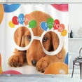 thumbnail image 1 of Ambesonne Birthday Party Shower Curtain, Puppy Dog Birthday, 69"Wx84"L, Multicolor, 1 of 3