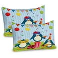 thumbnail image 1 of Ambesonne Birthday Pillow Sham 2 Pack, Birthday Penguin, 36"x20", Fern Green Pale Blue, 1 of 1