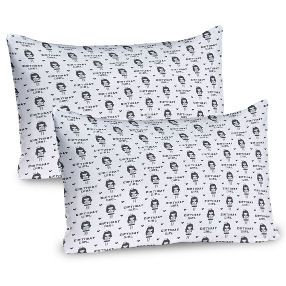Ambesonne Birthday Pillow Sham 2 Pack, Little Girl with Gift Box, 30"x20", White Grey and Charcoal Grey