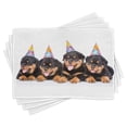 thumbnail image 1 of Ambesonne Birthday Place Mats Set of 4, Birthday Dogs Hats, Standard Size, Marigold and Black, 1 of 6