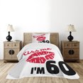 thumbnail image 1 of Ambesonne Birthday Quilted Bedspread Set 2 Pcs, Kiss Me I am 60 Words, Twin Size, Black Red, 1 of 6