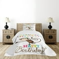 thumbnail image 1 of Ambesonne Birthday Quilted Bedspread Set 2 Pcs, Monkey Cone Flag, Twin Size, Multicolor, 1 of 3