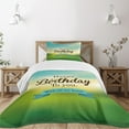 thumbnail image 1 of Ambesonne Birthday Quilted Bedspread Set 2 Pcs, Sincere Greeting Blur, Twin Size, Turquoise Green Yellow, 1 of 5