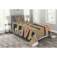 thumbnail image 1 of Ambesonne Birthday Quilted Bedspread Set 2 Pcs, Wooden Printing Blocks, Twin Size, Pale Brown Dark Blue, 1 of 3