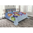 thumbnail image 1 of Ambesonne Birthday Quilted Bedspread Set 3 Pcs, Balloons Letters Sky, King Size, Multicolor, 1 of 3