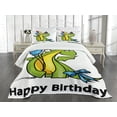 thumbnail image 1 of Ambesonne Birthday Quilted Bedspread Set 3 Pcs, Birthday Dinosaur, Queen Size, Fern Green Yellow, 1 of 3
