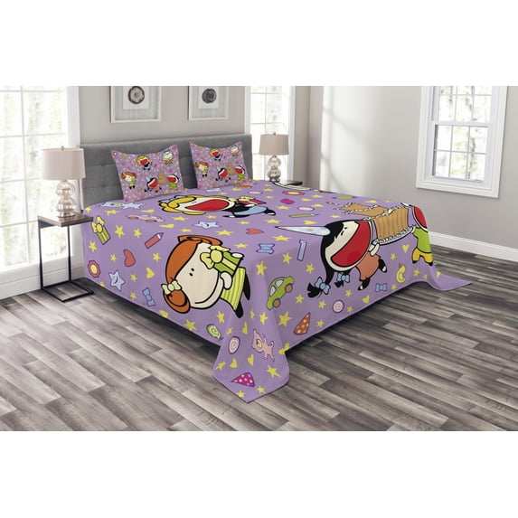 Ambesonne Birthday Quilted Bedspread Set 3 Pcs, Birthday, King Size, Multicolor