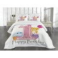 thumbnail image 1 of Ambesonne Birthday Quilted Bedspread Set 3 Pcs, Cartoon Girl Party, King Size, Pale Pink Hot Pink, 1 of 5