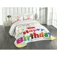 thumbnail image 1 of Ambesonne Birthday Quilted Bedspread Set 3 Pcs, Gift Box Colorful Stars, Queen Size, Multicolor, 1 of 3