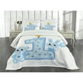 thumbnail image 1 of Ambesonne Birthday Quilted Bedspread Set 3 Pcs, Print Party Cake Candle, Queen Size, Pale Blue and Pale Blue, 1 of 5