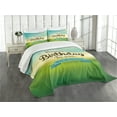 thumbnail image 1 of Ambesonne Birthday Quilted Bedspread Set 3 Pcs, Sincere Greeting Blur, Queen Size, Turquoise Green Yellow, 1 of 5