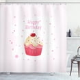 thumbnail image 1 of Ambesonne Birthday Shower Curtain, Cupcake with Cherry Art, 69"Wx75"L, Soft Pink Dark Coral Blue, 1 of 4