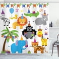thumbnail image 1 of Ambesonne Birthday Shower Curtain, Wild Animals Birthday, 69"Wx84"L, Multicolor, 1 of 3
