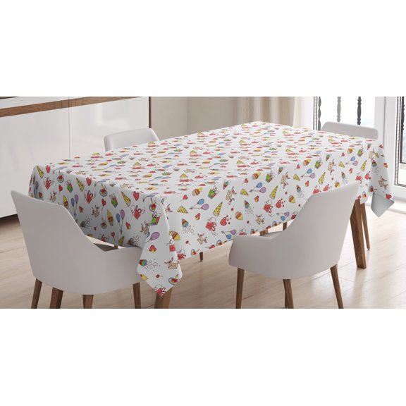 Ambesonne Birthday Tablecloth Rectangular Table Cover, Celebration Party, 52"x70", Multicolor