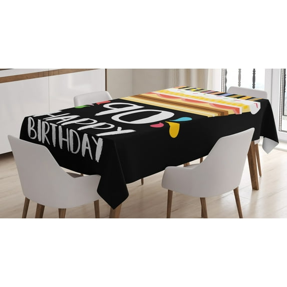 Ambesonne Birthday Tablecloth Rectangular Table Cover, Colorful Party Set, 52"x70", Multicolor