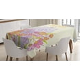 thumbnail image 1 of Ambesonne Birthday Tablecloth Rectangular Table Cover, Happy Cat Bird Flowers, 52"x70", Pale Yellow Lilac Orange, 1 of 3