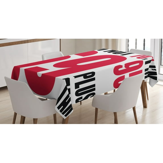 Ambesonne Birthday Tablecloth Rectangular Table Cover, Happy Party Slogan, 60"x84", Dark Coral White