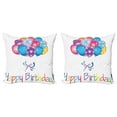 thumbnail image 1 of Ambesonne Birthday Throw Pillow Cover 2 Pack, Balloon Bouquet Hearts, 16", Multicolor, 1 of 7