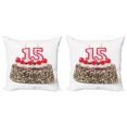 thumbnail image 1 of Ambesonne Birthday Throw Pillow Cover 2 Pack, Cherry Cake Candles, 16", Multicolor, 1 of 2
