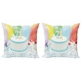 thumbnail image 1 of Ambesonne Birthday Throw Pillow Cover 2 Pack, Colorful Ballons, 16", White and Pale Blue, 1 of 2