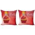 thumbnail image 1 of Ambesonne Birthday Throw Pillow Cover 2 Pack, Cupcake Abstract, 20", Red and Orange, 1 of 5
