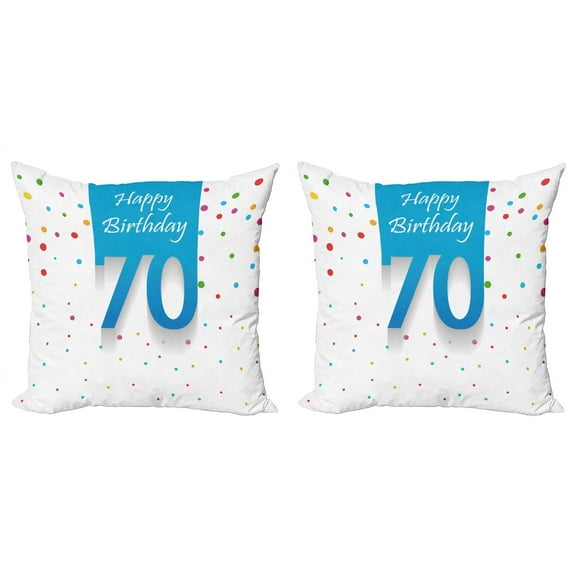 Ambesonne Birthday Throw Pillow Cover 2 Pack, Dots Happy Birthday, 24", Multicolor