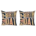 thumbnail image 1 of Ambesonne Birthday Throw Pillow Cover 2 Pack, Wooden Printing Blocks, 24", Pale Brown Dark Blue, 1 of 7