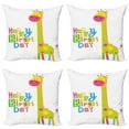 thumbnail image 1 of Ambesonne Birthday Throw Pillow Cover 4 Pack, Birthday Giraffe, 16", Multicolor, 1 of 6
