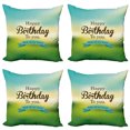 thumbnail image 1 of Ambesonne Birthday Throw Pillow Cover 4 Pack, Sincere Greeting Blur, 16", Turquoise Green Yellow, 1 of 6