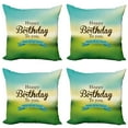 thumbnail image 1 of Ambesonne Birthday Throw Pillow Cover 4 Pack, Sincere Greeting Blur, 24", Turquoise Green Yellow, 1 of 6