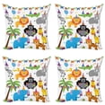 thumbnail image 1 of Ambesonne Birthday Throw Pillow Cover 4 Pack, Wild Animals Birthday, 18", Multicolor, 1 of 5