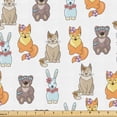 thumbnail image 1 of Ambesonne Black Bear Fabric by the Yard Upholstery, Animals With Flowers Art, 3 Yards, Pale Orange Soft Blue, 1 of 1