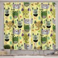 thumbnail image 1 of Ambesonne Black Bear Kitchen Curtains, Sleeping Animals Zigzags, 55"x30", Pastel Yellow and Jade Green, 1 of 3