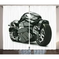 thumbnail image 1 of Ambesonne Black Curtains 2 Panel Set, Future Ride Motorcycle, 108" x 84", Black, 1 of 3