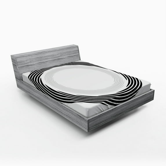 Ambesonne Black Fitted Sheet, Abstract Art Theme White, Full Size, Black