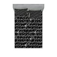 thumbnail image 1 of Ambesonne Black Fitted Sheet & Pillow Sham Set, Musical Note Print, Queen, Black and White, 1 of 2