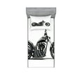 thumbnail image 1 of Ambesonne Black Grey Fitted Sheet & Pillow Sham Set, Custom Motorcycle, Twinxl, Grey Black White, 1 of 2