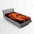 thumbnail image 1 of Ambesonne Black Orange Fitted Sheet, Dangerous Motorbike, Twin Size, Dark Orange Marigold, 1 of 3
