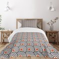thumbnail image 1 of Ambesonne Black Quilted Bedspread Set 2 Pcs, Abstract Retro Spirals, Twin Size, Charcoal Grey Orange, 1 of 5