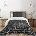 thumbnail image 1 of Ambesonne Black Quilted Bedspread Set 2 Pcs, Musical Note Print, Twin Size, Black and White, 1 of 6