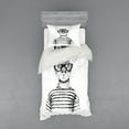 thumbnail image 1 of Ambesonne Black White Bedding Set 3 Pcs, Hipster New Age Cat, Twin XL, Black White, 1 of 2